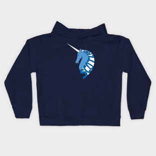 BLUE AND WHITE SCOTTISH UNICORN WITH SCOTLAND TEXT MANE Kids Hoodie